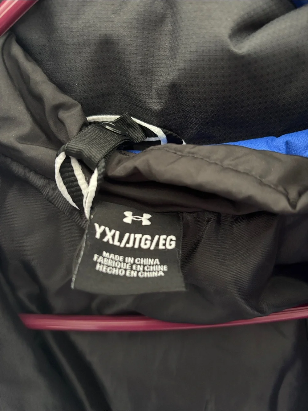 Under Armour Blue Black Gray Colorblock Hooded Jacket with Soft Shell insert